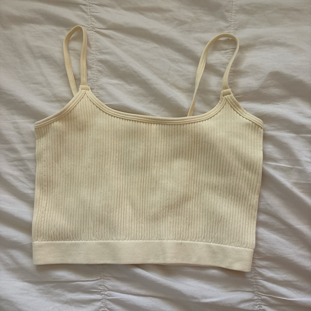 Free People light yellow Ribbed Tank Top